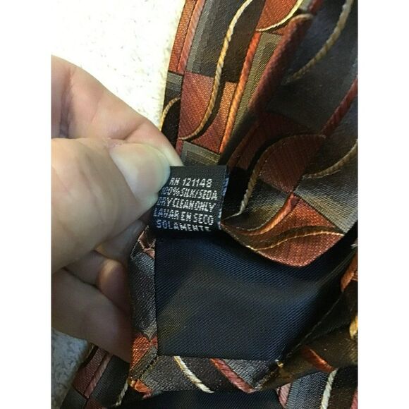 5/$10 Arrow Geometric Silk Tie 58" Orange Gray NWOT - Picture 5 of 6